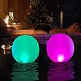 Floating Pool Lights Inflatable Waterproof IP68 Solar Glow Globe,14” Outdoor Pool Ball Lamp 4 Color Changing LED Night Light,