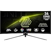 MSI MAG345CQR, 34-inch UWQHD 3440 x 1440 Computer Monitor, 180Hz, HDMI, 1ms, Black