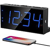 Digital Dual Alarm Clock for Bedroom, Large Display Bedside with Battery Backup, USB Phone Charger, Volume, Dimmer, Easy to S