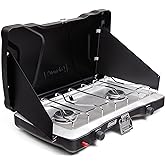 Coleman Triton+ 2-Burner Propane Camping Stove, Push-Button Instant Ignition, Portable Camp Grill, Adjustable Burners, Wind G