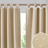 RYB HOME Patio Curtains Outdoor 2 Panels - Detachable Top Waterproof Outdoor Blackout Curtains Drapes for Porch Pergola Gezeb