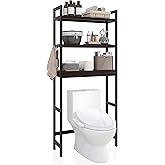 SMIBUY Bathroom Storage Shelf, Bamboo Over-The-Toilet Organizer Rack, Freestanding Toilet Space Saver with 3-Tier Adjustable 