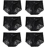 Cinvik Sexy High Waisted Underwear for Women Plus Size Briefs Breathable Lace Panties High Waisted Cheekster Granny Panties