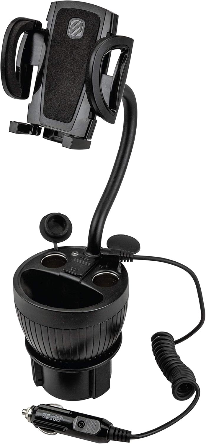 SCOSCHE UH2PCUP PowerHub Adjustable Arm Cup Holder Car Mount for Mobile Devices