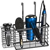 Hair Tool Organizer, Dryer Holder, 3 in 1 Blow Bathroom Organizer Wall Mounted/Cabinet Door for Flat Iron, Curling Straighten