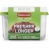 Rubbermaid FreshWorks Produce Saver, Medium and Large Produce Storage Containers, 6-Piece Set, 2: 7.2-Cup and 1: 18.1-Cup Con