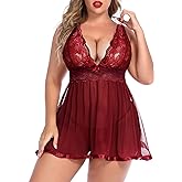 Avidlove Women Plus Size Babydoll Lingerie Lace Chemise Mesh Sleepwear