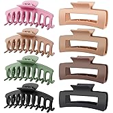 TOCESS 8 Pack Big Hair Claw Clips for Women Large Claw Clip for Thin Thick Curly Hair 90's Strong Hold 4.33 Inch Nonslip Matt