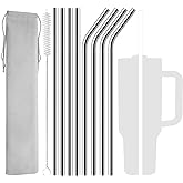 8 Pack Stainless Steel Straw Replacement 40 oz for Stanley Adventure Travel Tumbler, Reusable Straws with Cleaning Brush Comp