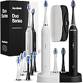 Aquasonic Duo - Dual Handle Ultra Whitening 40,000 VPM Wireless Charging Electric ToothBrushes - 3 Modes with Smart Timers - 