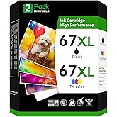 Valinkso Remanufactured Ink Cartridge Combo Pack Replacement for HP Ink 67XL Works with DeskJet 2700 2752 2755 4155 Envy 6000