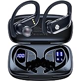 bmanl Wireless Earbuds Bluetooth Headphones 48hrs Play Back Sport Earphones with LED Display Over-Ear Buds with Earhooks Buil