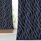 NICETOWN Blackout Curtain Panels 84 inches Long for Patio Door, Window Treatment Thermal Insulated Foil Printed Wave Lines wi