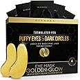 DERMORA Golden Glow Under Eye Patches (20 Pairs Eye Gels) - Rejuvenating Treatment for Dark Circles, Puffy Eyes, Refreshing, 