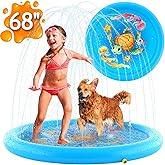 Upgraded Splash Pad - 67 Inches- Sprinkler for Kids and Toddlers - Non-Slip Splash Pads for Dogs - Large Inflatable Sprinkler