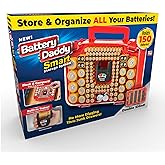 Ontel Battery Daddy Smart - Battery Organizer Storage Case with Tester, Stores & Protects Up to 150 Batteries, Clear Locking 