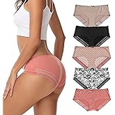 ADOVAKKER Women's Underwear Low Rise Lady Micro Smooth Breathable Briefs Hipster Panties Multipack Printing J-S1