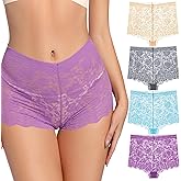 LiotXecd Womens Underwear Boyshorts，Lace Feminine Retro-Inspired High-Waist Shaping Plus Size Boy Short