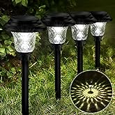 Balhvit Glass Solar Lights Outdoor, 8 Pack Super Bright Solar Pathway Lights, Up to 12 Hrs Long Last Auto On/Off Garden Light