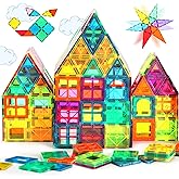 CuteTiger Magnetic Tiles, Magnet Tiles, Magnetic Building Blocks, Square Building Castle, Preschool Toys, STEM Stacking Const
