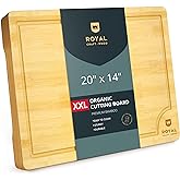 ROYAL CRAFT WOOD Bamboo Cutting Boards for Kitchen - Kitchen Chopping Board for Meat (Butcher Block) Cheese and Vegetables | 