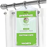 Clean Healthy Living Premium PEVA Clear Shower Curtain Liner with Magnets & Suction Cups - 70 X 71 in. Long