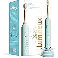 Lumineux Sonic Electric Toothbrush for Adults - Bamboo Heads - Crystalline (Light Blue) - Includes 2 Super Soft Bristle Bambo