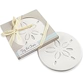 Kate Aspen Sea Shore Sand Dollar Drink Nautical Wedding Favor, Single Coaster, White