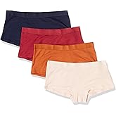 Amazon Essentials Women's Ribbed Boyshort Underwear, Pack of 4