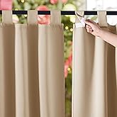 NICETOWN 2 Panels Outdoor Patio Curtains Waterproof Room Darkening Drapes, Detachable Sticky Tab Top Thermal Insulated Privac