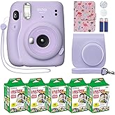Fujifilm Instax Mini 11 Instant Camera Lilac Purple + Custom Case + Fuji Instax Film Value Pack (50 Sheets) Flamingo Designer