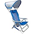 GCI Outdoor Sunshade Backpack Beach Chair | Reclining Folding Canopy Chair with Durable Armrests, Drink Holder & Carry Straps