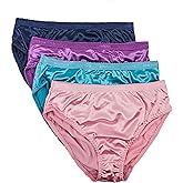 Barbra Womens Silky Sexy Satin Bikini Panties S - Plus Size Women Underwear Multi-Pack