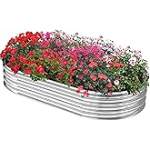 Bblife 6×3×1ft Outdoor Galvanized Raised Garden Bed, Large Galvanized Planter Box, Easy Assembly Garden Stock Tank Planter Bo