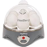 West Bend 87628 Automatic Electric Egg Cooker Hard-or Soft-Cook 7 or 2 Poached or Scrambled, 360 Watts, Gray