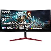 Acer Nitro 34" UWQHD 3440 x 1440 1500R Curved PC Gaming Monitor | AMD FreeSync Premium | Up to 180Hz Refresh | 1ms (VRB) | 40