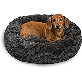 Best Friends by Sheri The Original Calming Donut Cat and Dog Bed in Lux Fur Charcoal Mink, Small 23"