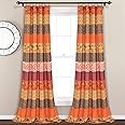 Lush Decor Royal Empire Light Filtering Window Curtain Panels, Pair, 52" W x 84" L, Tangerine - Orange Curtains - Maximalist 