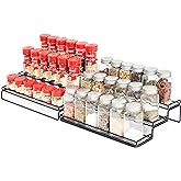 GONGSHI Spice Rack Organizer for Cabinet, Pantry and Countertop, 3 Tier Expandable Seasoning Shelf, Black