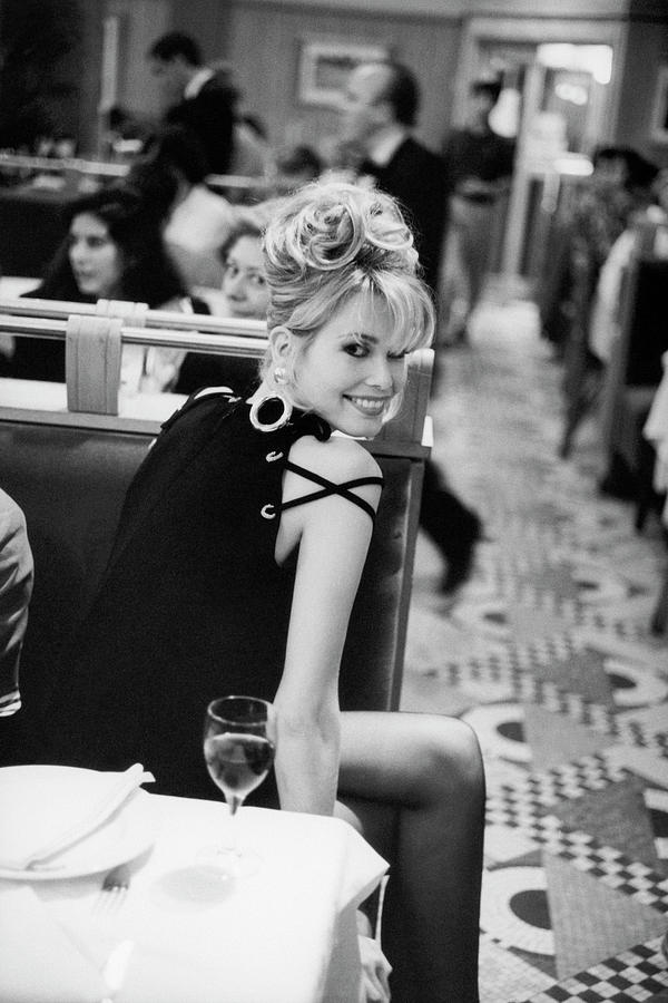 Claudia Schiffer in Bill Blass Dress Photograph by Arthur Elgort