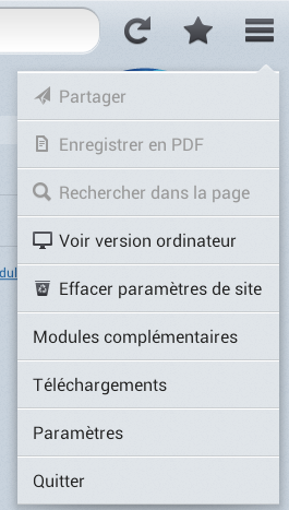 firefox tablette menu
