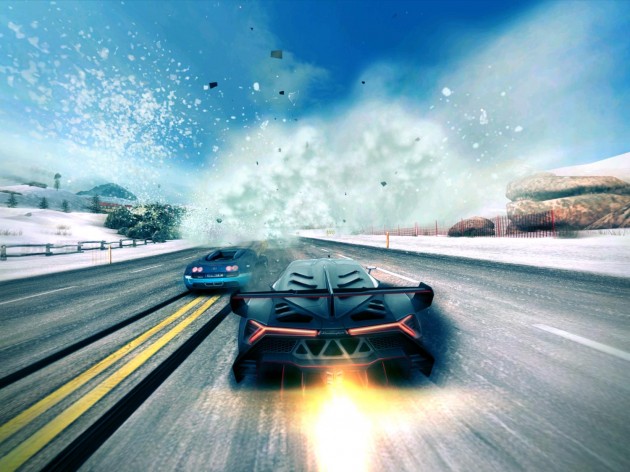 Nuage de neige et particules sur Asphalt 8