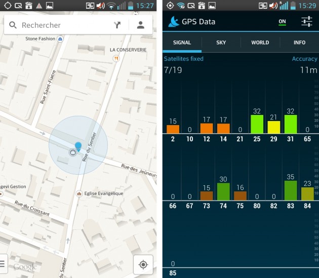 android lg optimus f5 gps fixe google maps gps data