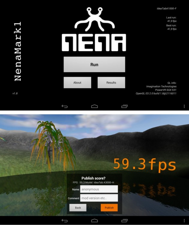 android lenovo ideatab a1000 vs a3000 benchmark nenamark1 01