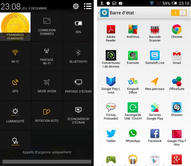 frandroid test alcatel one touch idol x interface logicielle barre de notification alerte images 00