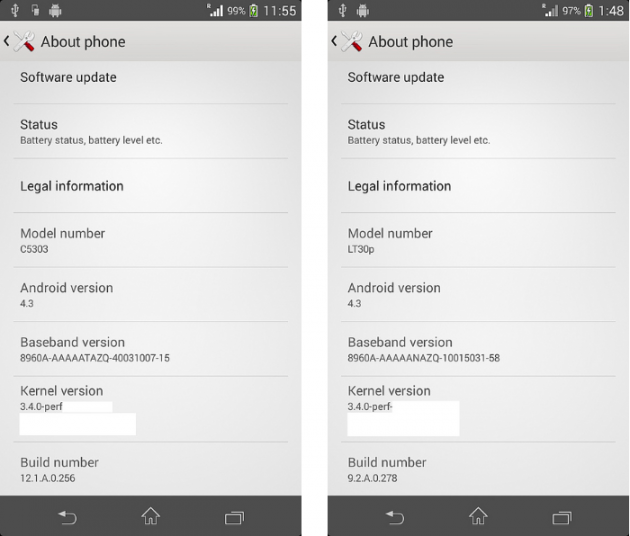 android 4.3 jelly bean sony xperia sp c5303 sony xperia t lt30p
