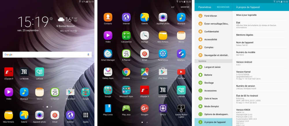 logiciel galaxy tab s2 1