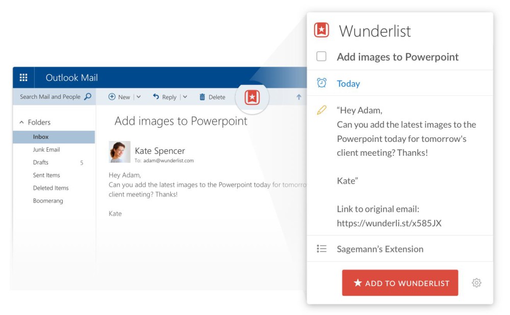 outlook wunderlist