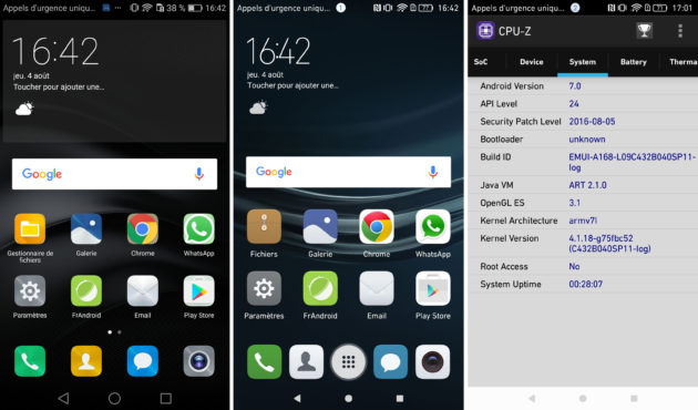 EMUI 4.1 à gauche - EMUI 5.0 à droite