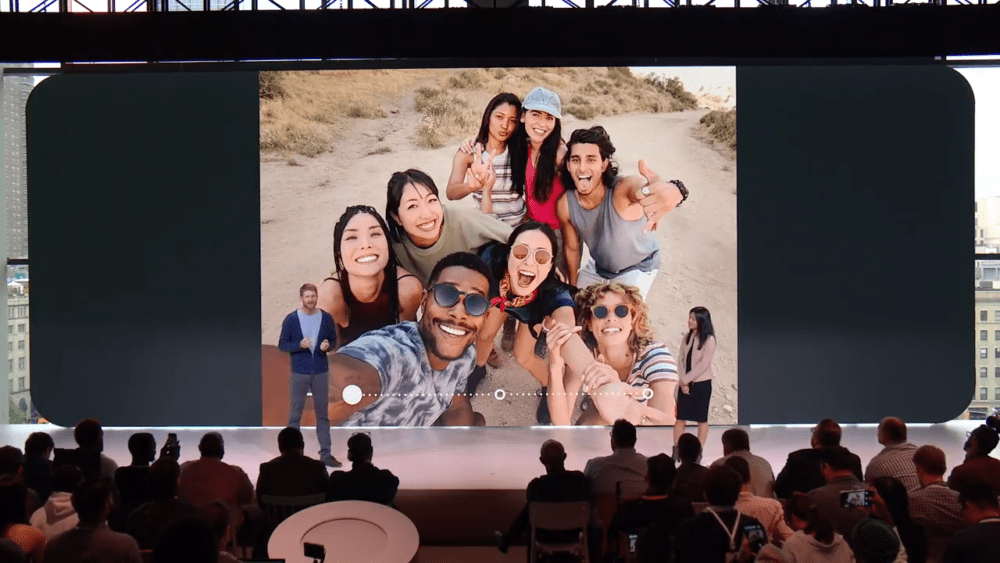 Google présentant l'intérêt des selfies de groupes à l'officialisation des Pixel 3